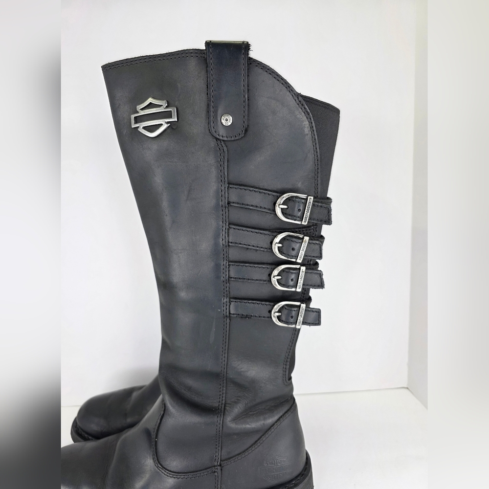Harley-Davidson‎ Women's Josi 15-Inch Black Leather Motorcycle Boots  D87038 - Picture 2 of 15